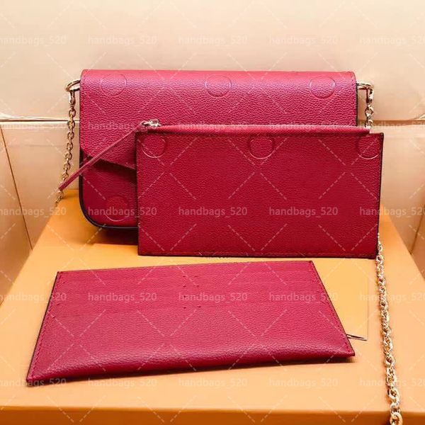 

3pcs wallet set luxury designer shoulder bags brands metal chain womens fashion purses card holder small handbags with box, Red;black