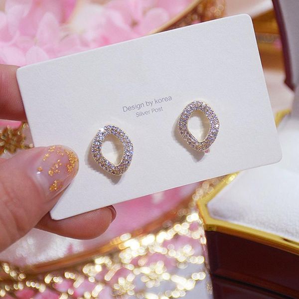 

stud exquisite shiny hollow out small earrings for women designer creativity luxury jewelry zircon s925 needle, Golden;silver
