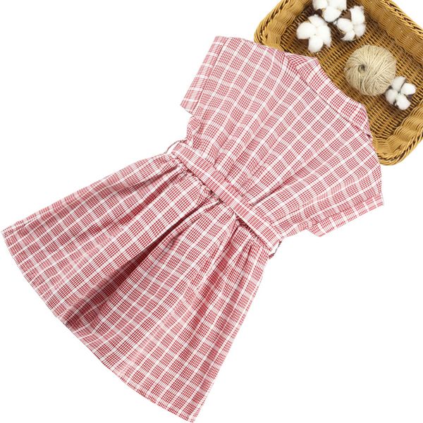 

summer dress girl plaid pattern girls dresses with bow kid dress teenage childrens clothing 6 8 10 12 14, Red;yellow