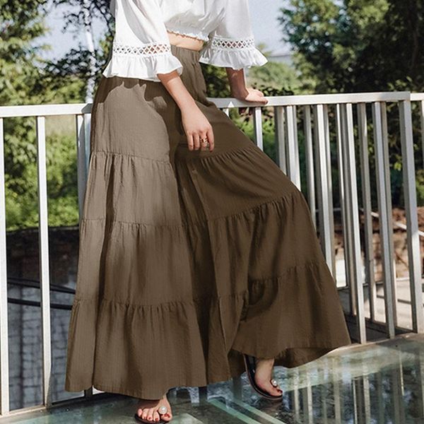

women's pants & capris fashion skirt trousers solid color elastic waist loose fit multilayer pleated casual bottom streetwear, Black;white