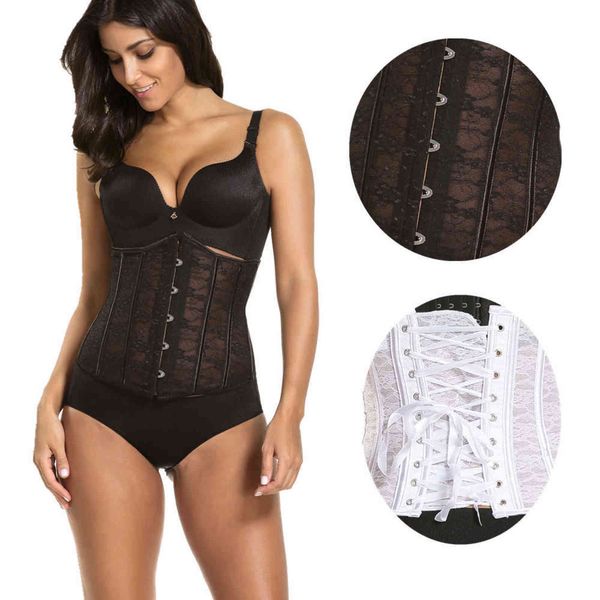 

luxury women's shapers waist supporting cht lace corset 14 bone steel deduction summer breathable body shaping cloth, Black;white