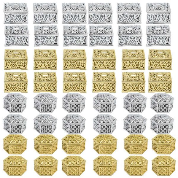 

gift wrap 12pcs 6-7cm mini plastic hollow gold foil cake candy box wedding favor marriage baby shower treat party event supply
