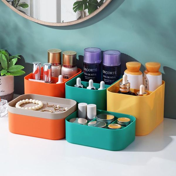 

storage boxes & bins stackable hit color cosmetic organizer plastic deskcontainer box makeup holder jewelry beauty