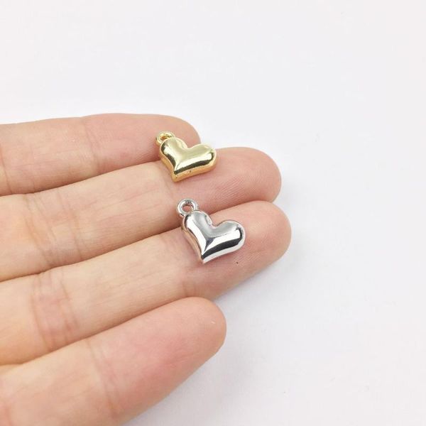 

charms eruifa 20pcs 12mm cute polished heart zinc alloy jewelry diy pendant necklace, earring bracelet 2 colors, Bronze;silver