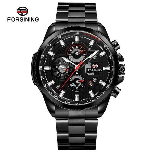 FORSINING moda orologio automatico da uomo multifunzione in acciaio impermeabile calendario completo orologi automatici militari Montre Relogio T200311 orologi da polso