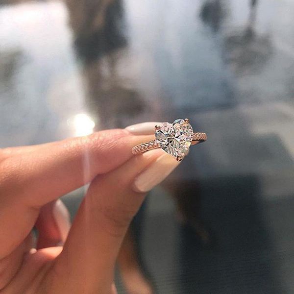 

wedding rings charming silver color heart for women stylish party accessories design love ring valentines gift statement jewelry, Slivery;golden
