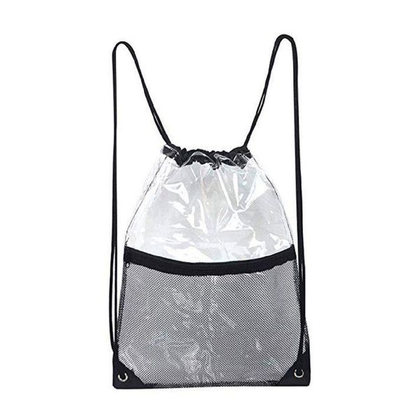 

transparent drawstring backpack school tote gym bag sport pack bags