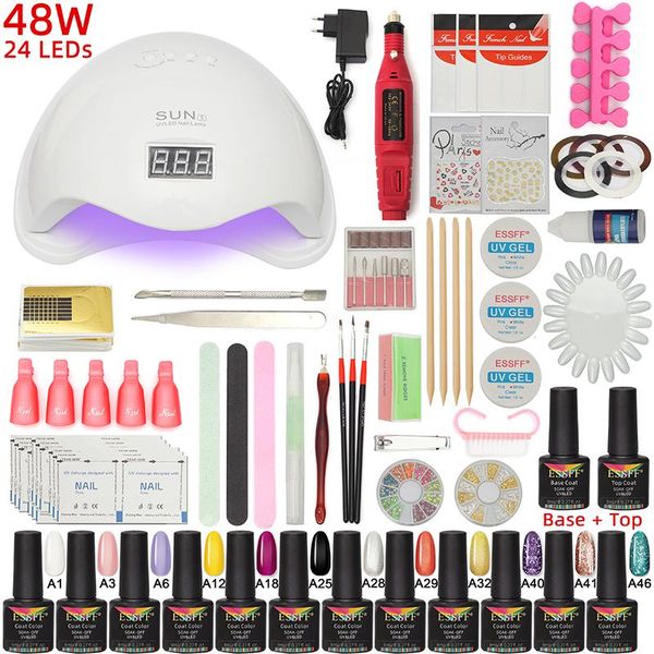 

nail art kits essff set 48w sunx plus uv led lamp dryer with gel polish kit soak off manicure for tools