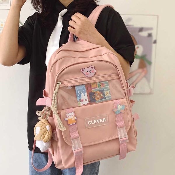 

backpack nylon-proof female multi-pocket transparent travel bag kawaii girl