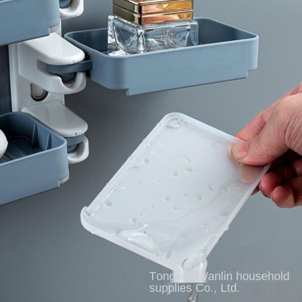 

soap dishes wall non mounted perforated box rack bathroom rotatable pp