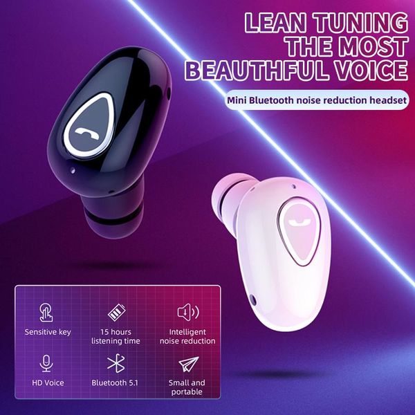 

mini single bluetooth 5.1 earphones wireless sport waterproof headset hifi stereo earbuds in ear handswith mic charging box headphones