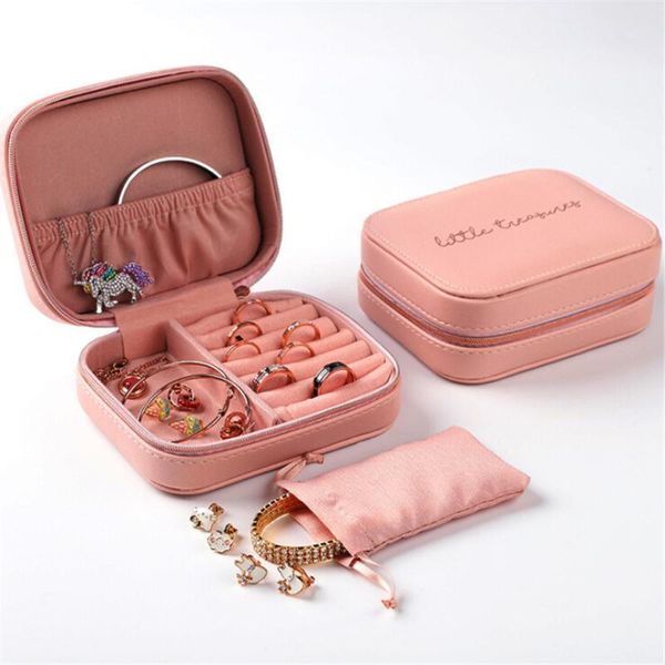 

jewelry box portable earrings ring leather storage boxes organizer makeup bags