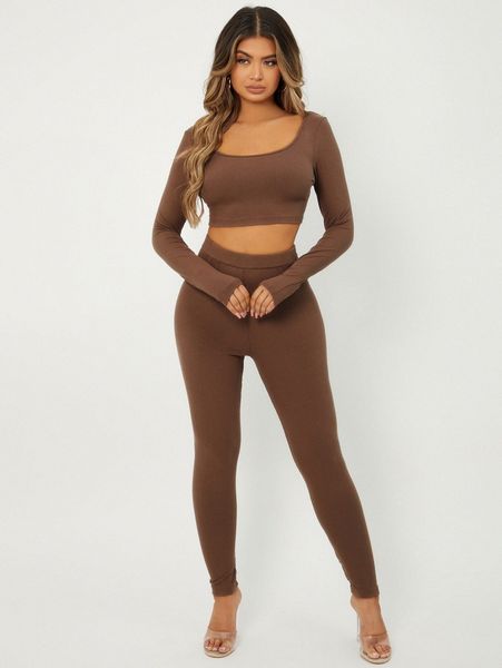 

sxy scoop neck crop & leggings k1fg#, White