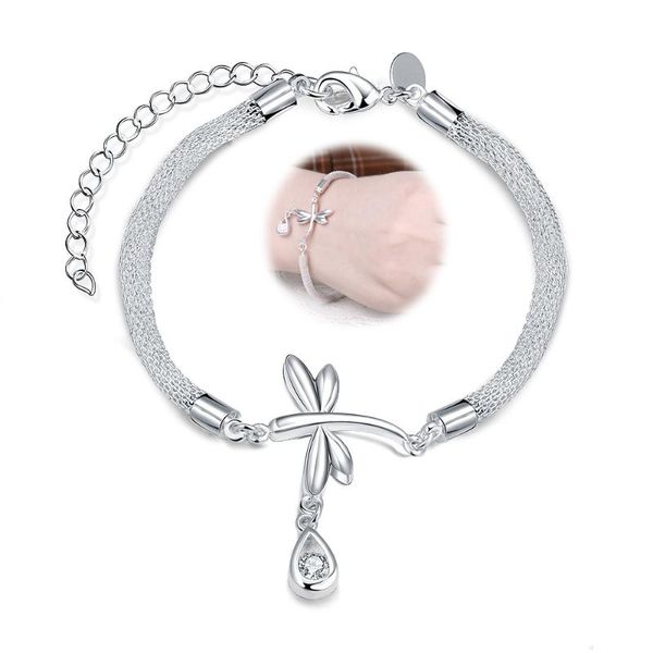 

charm bracelets unique fashion jewelry silver plated & zircon for women girls charms dragonfly bracelet christmas gift vintage, Golden;silver