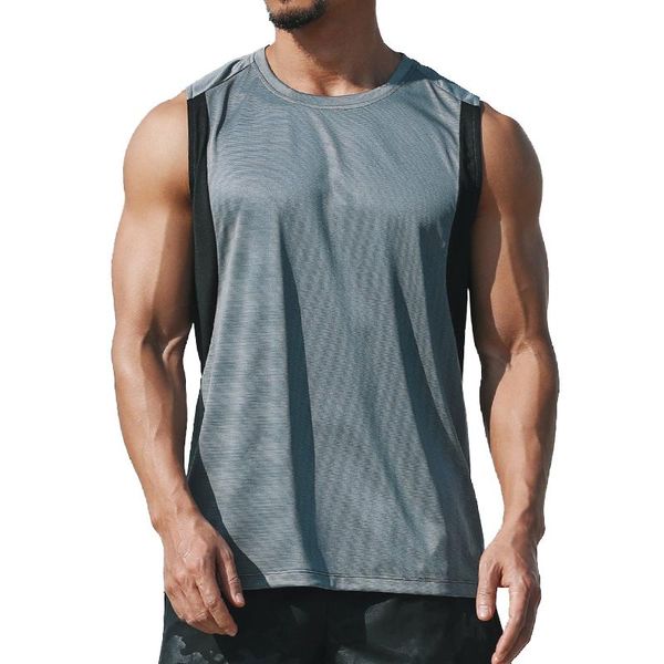 

running jerseys summer color matching quick-drying vest men's breathable leisure loose fitness sports workout tank body, Black;blue