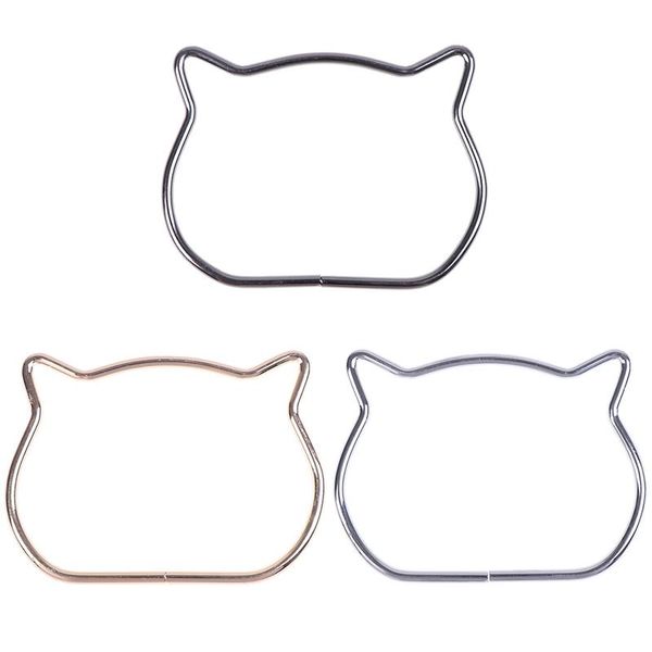 

bag parts & accessories 1pc cute cat ear metal handles replacement for diy shoulder bags making women casual handbag strap, Black