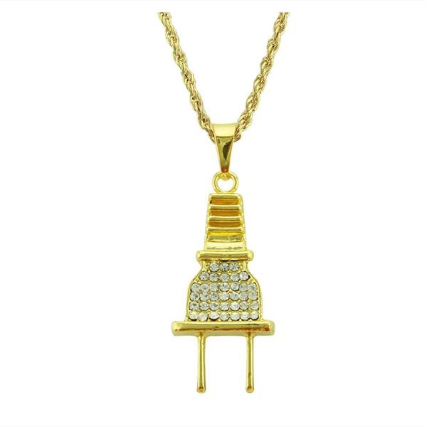 

pendant necklaces secret boys men's hip hop plug necklace europe and america diamond alloy, Silver