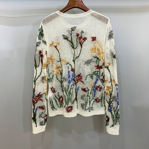 

knits autumn sweaters women hand made embroidery knitting long sleeve casual loose pullovers ladies jumper, White