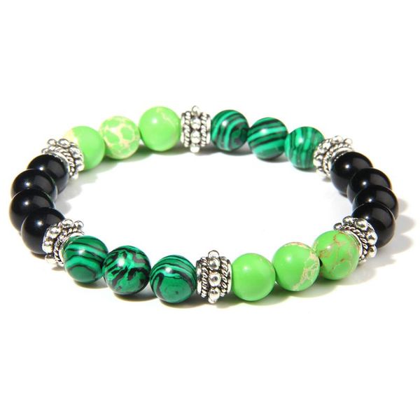 

beaded, strands fashion malachite & imperial jaspers beads bracelet bangle natural stone beadscharm for women men jewelry drop, Black