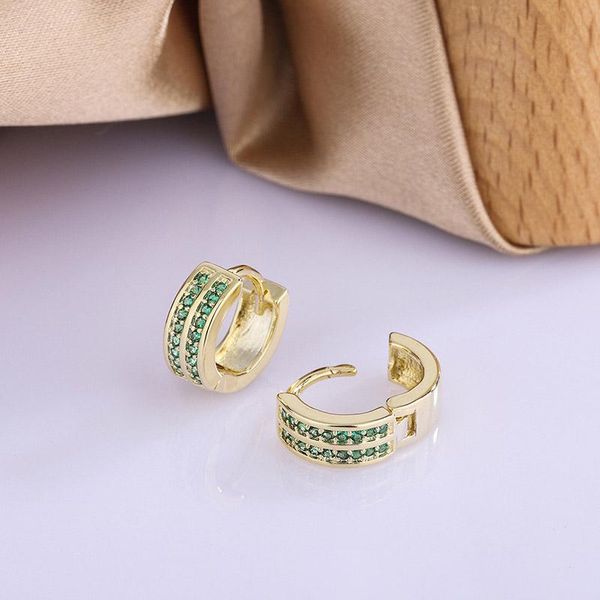 Hoop Huggie Retro Damen Kleine Ohrringe Microinlaid Mini Zirkon Gold Farbe Ohrschmuck Damen Accessoires Trendiger Schmuck KAE004