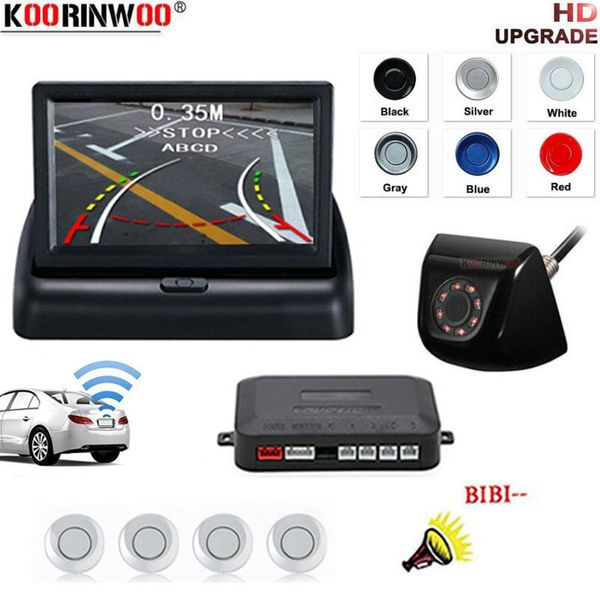 

car rear view cameras& parking sensors koorinwoo wireless adopter parkmaster 4.3 inch folding lcd monitor video 4 buzzer trajectory rearview