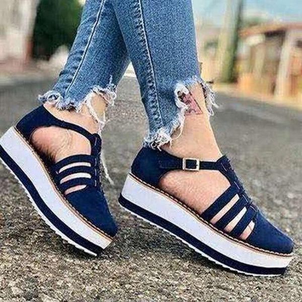 

dress shoes summer women sandals fashion buckle strap solid fringe cover heel flat platform casual ladies plus size shoe, Black