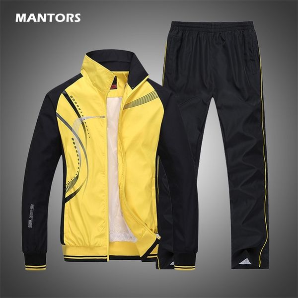 

men's sportswear set spring autumn print tracksuit men 2 piece sets jacket+pant sweatsuit casual sporting outerwear clothing 211109, Gray