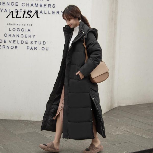 

women's down & parkas korean fashion x-long puffer jacket women winter warm thicken black bubble coat female casual loose snow wear out