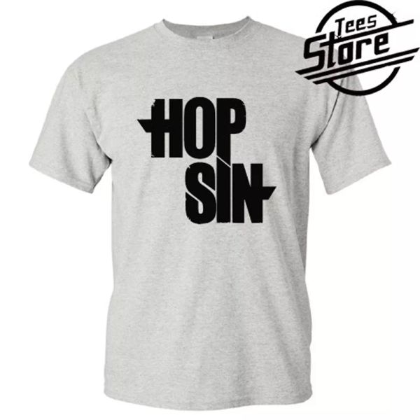 

new hop sin logo men's grey t-shirt size s-3xl, White;black