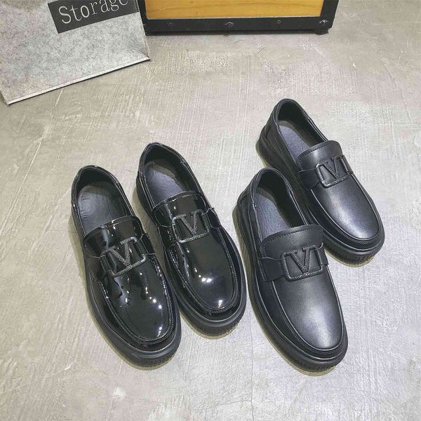 

dress shoes men's handmade pu black slip surface metal buckle formal loafers retro classic fashion all match business casual vb2q