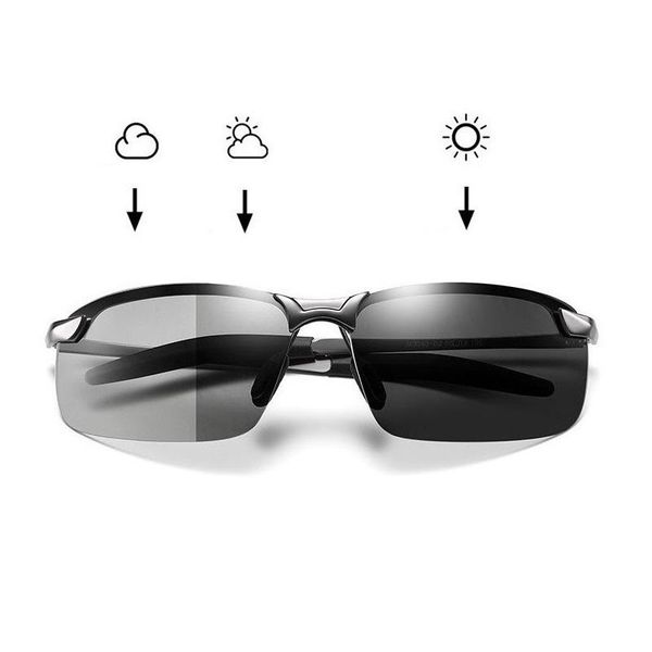 

pochromic sunglasses men polarized driving chameleon glasses male change color sun day night vision driver's eyewear, White;black