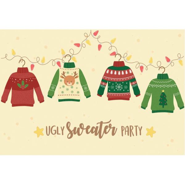 

party decoration christmas backdrop cartoon color sweater pography background xmas year ugly decor po booth studio prop