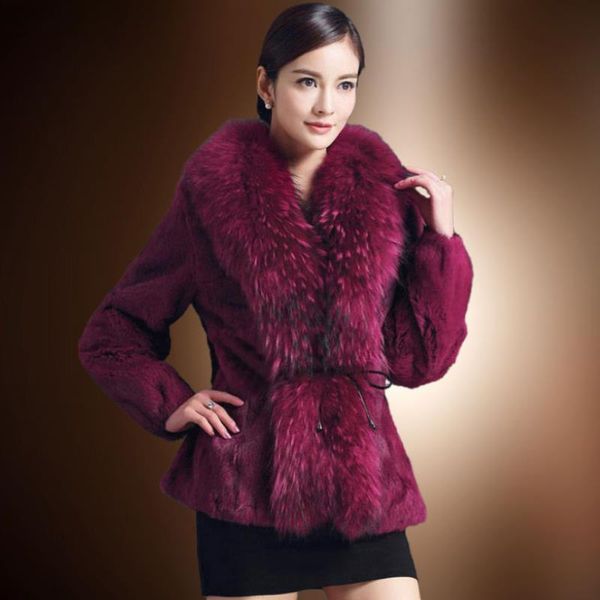

women's fur & faux large size coats winter jackets and thick warm coat 100% natural, Black