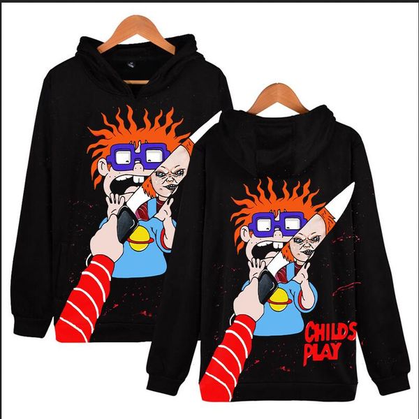 

new fashion man women designer perfect harajuku style horror movie chucky 3d print long sleeve hoodies casual sportswear, Black