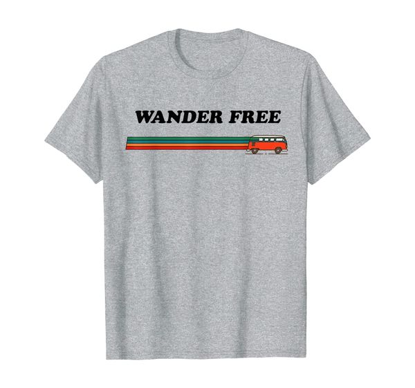 

wander bus van life hippie 70s retro vintage t-shirt, White;black