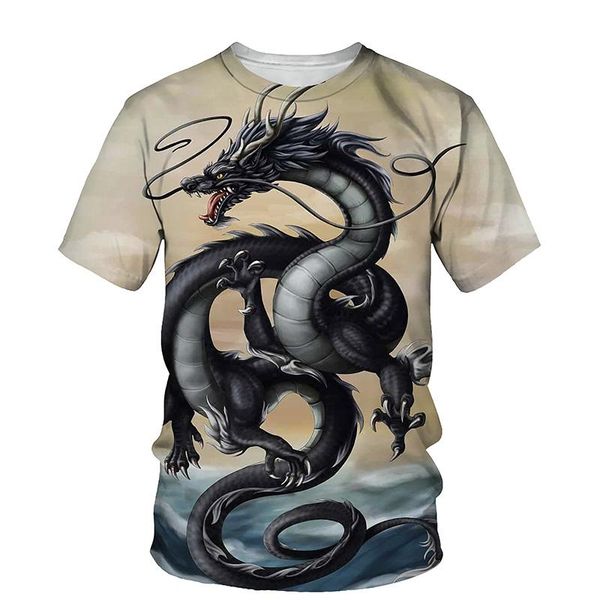 

men's t-shirts oriental dragon 3d print men t-shirt 2021 summer o neck short sleeve tees chinese style male clothes fashion casual, White;black