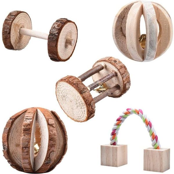 

5pcs amusing pet accessories wooden care safe small animal products durable lovely hamster toy supplies