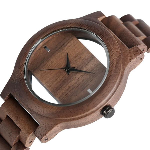 

wristwatches unique hollow dial men women natural wood watch with full wooden bamboo bangle quartz wristwatch novel handmade clock gifts ite, Slivery;brown