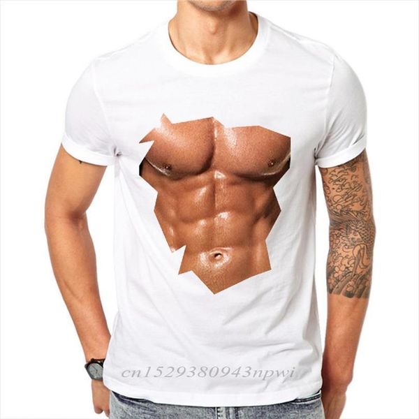 

big boobs stomach six mens t shirts pack abs model funny men harajuku, White;black