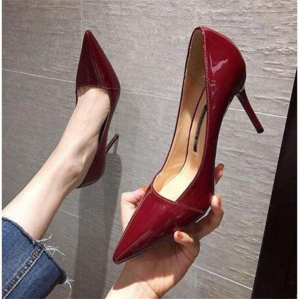 

sandals high heel women's autumn fashion all-match stiletto temperament pointed shallow mouth single shoes work shoe, Black