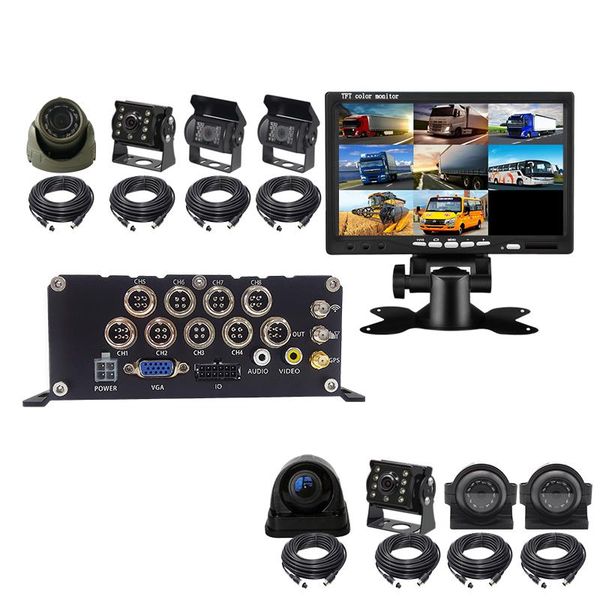 

car rear view cameras& parking sensors 8 channel video registrator dvr h265 1080p 4g gps wifi mobile truck bus train support 4tb hdd 512gb s
