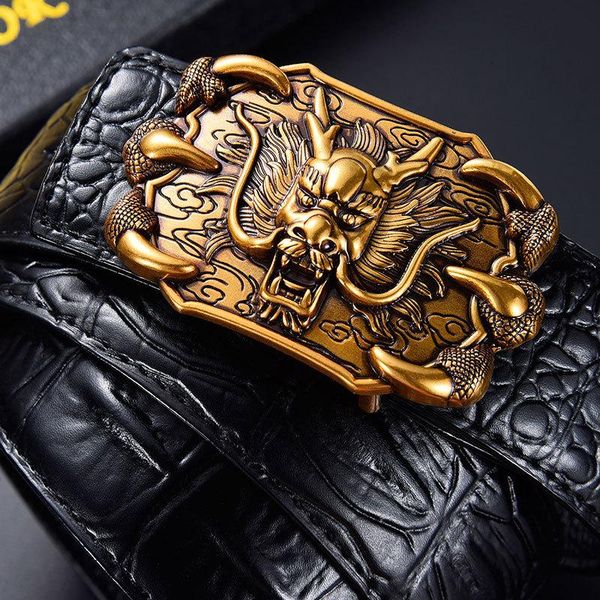 

belts men's belt genuine leather luxury crocodile pattern casual novelty buckle youth business fashion trouser, Black;brown