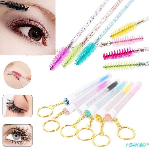 

glitter eyelash brush with tube eyebrow mascara wand applicator for extension makeup brushes key chain false eyelashes