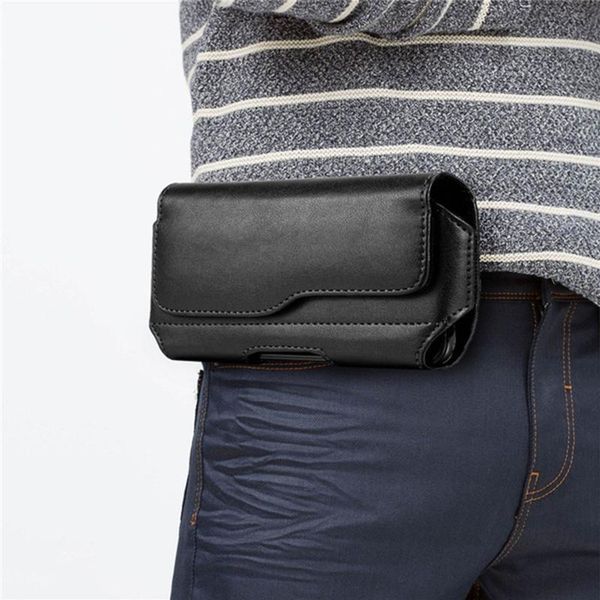 

waist bags universal wallet cellphone case belt mobile phone bag hanging covers holster retro pu leather magnetic pouch