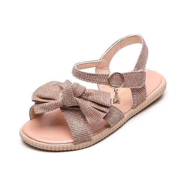 

fashion leather bowtie rhinestone princess flats sandals childrens girls kids soft bottom beach shoes 1- 6 7 8 9 10-13years, Black;red