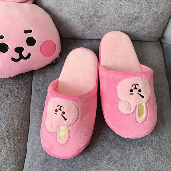 

slippers comemore women's cute cartoon girl home plush ladies casual indoor shoes fashion warm winter autumn flat 4, Black