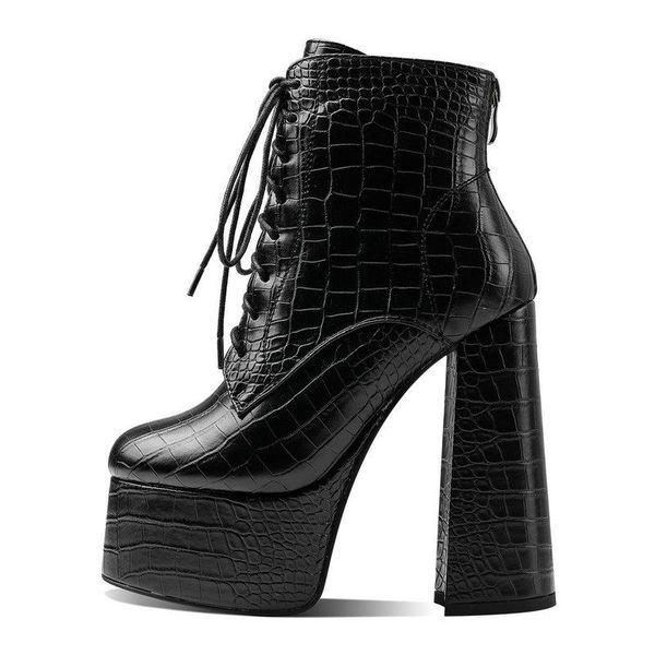 

boots high heel plaform ankel women fashion faux leather cross-strap short female black white brown daily thick heels