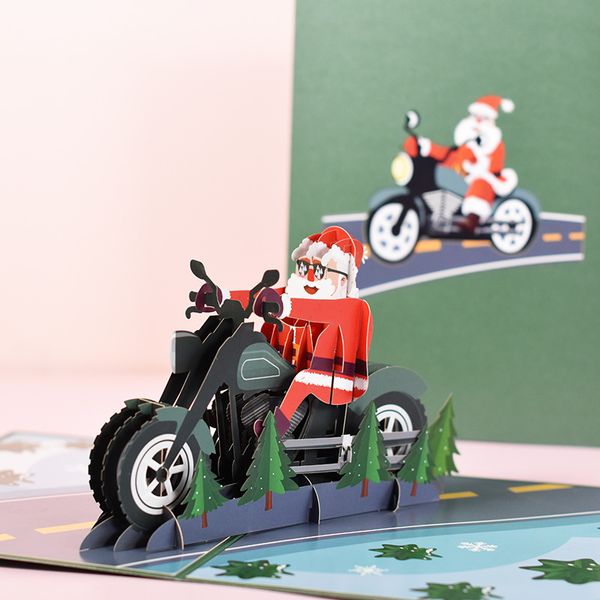 3D pop up Christmas convite Xmas cartão bonito dos desenhos animados Santa Claus Cumprimentos Presentes Presentes de Crianças