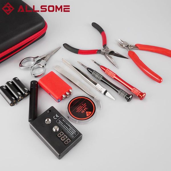 

professional hand tool sets allsome portable diy coil father vape v2 cigarette kit ceramic tweezer winding bar ohm tester jig wire pliers ht