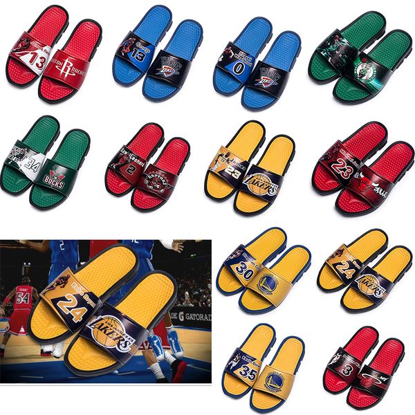 

basketball star mens slippers sandals slide summer wide flat slippery slipper flip flops size 40-45, Black